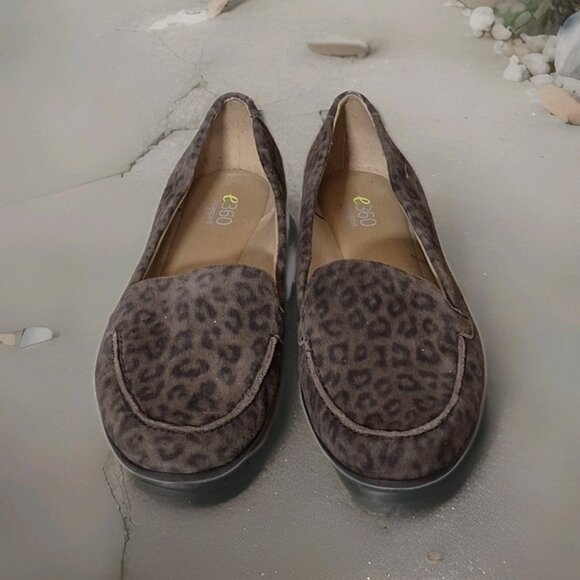 Easy Spirit E360 Shoes  Dark Brown Leopard Print Slip-on Flats Women's Size 7 - Picture 2 of 5